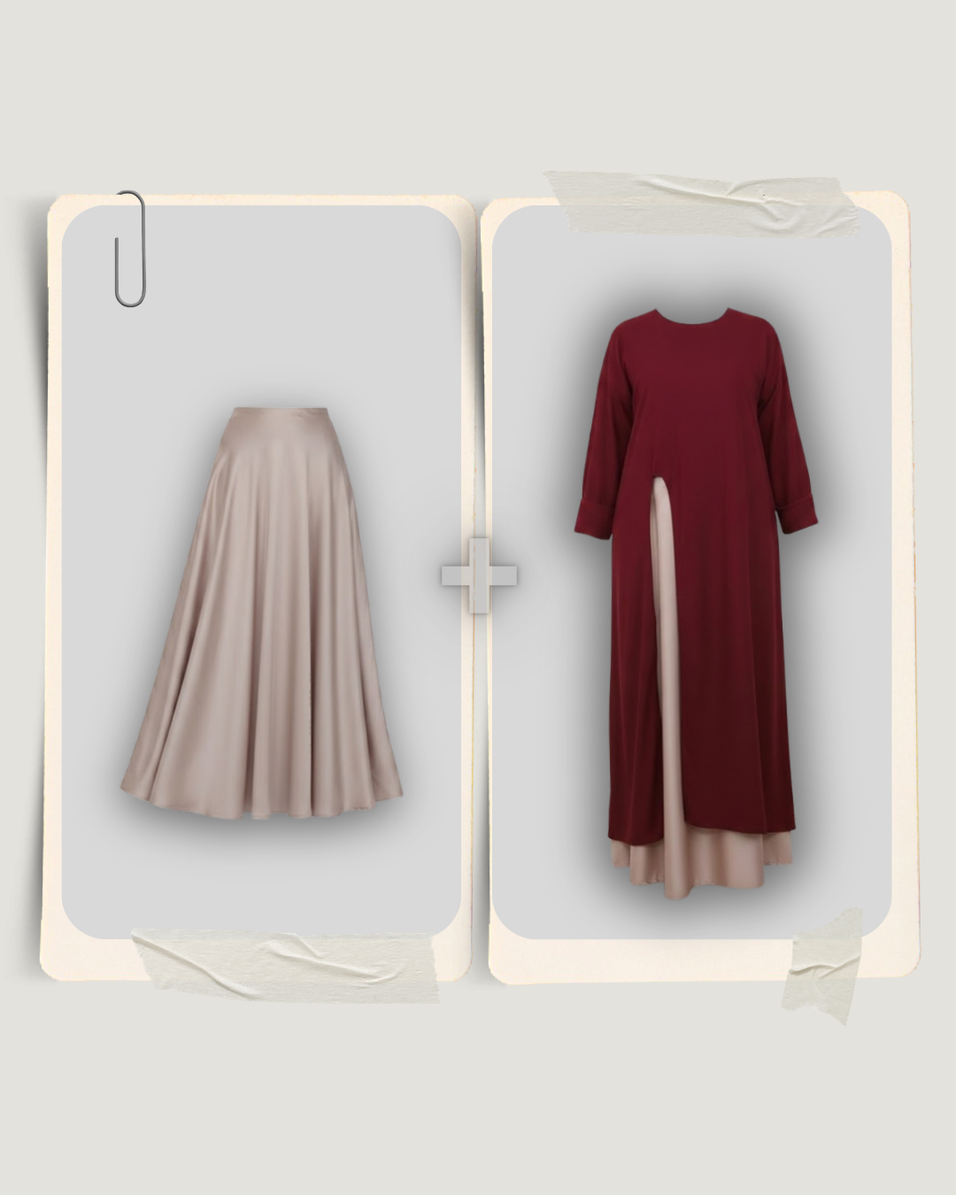 long blouse & satin skirt