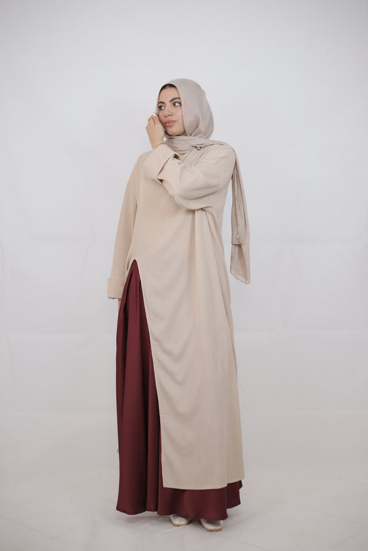 long blouse & satin skirt