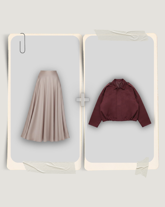 Arya satin skirt + Yura jacket