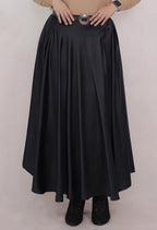 long blouse & satin skirt