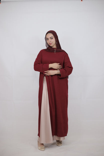 long blouse & satin skirt